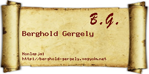 Berghold Gergely névjegykártya
